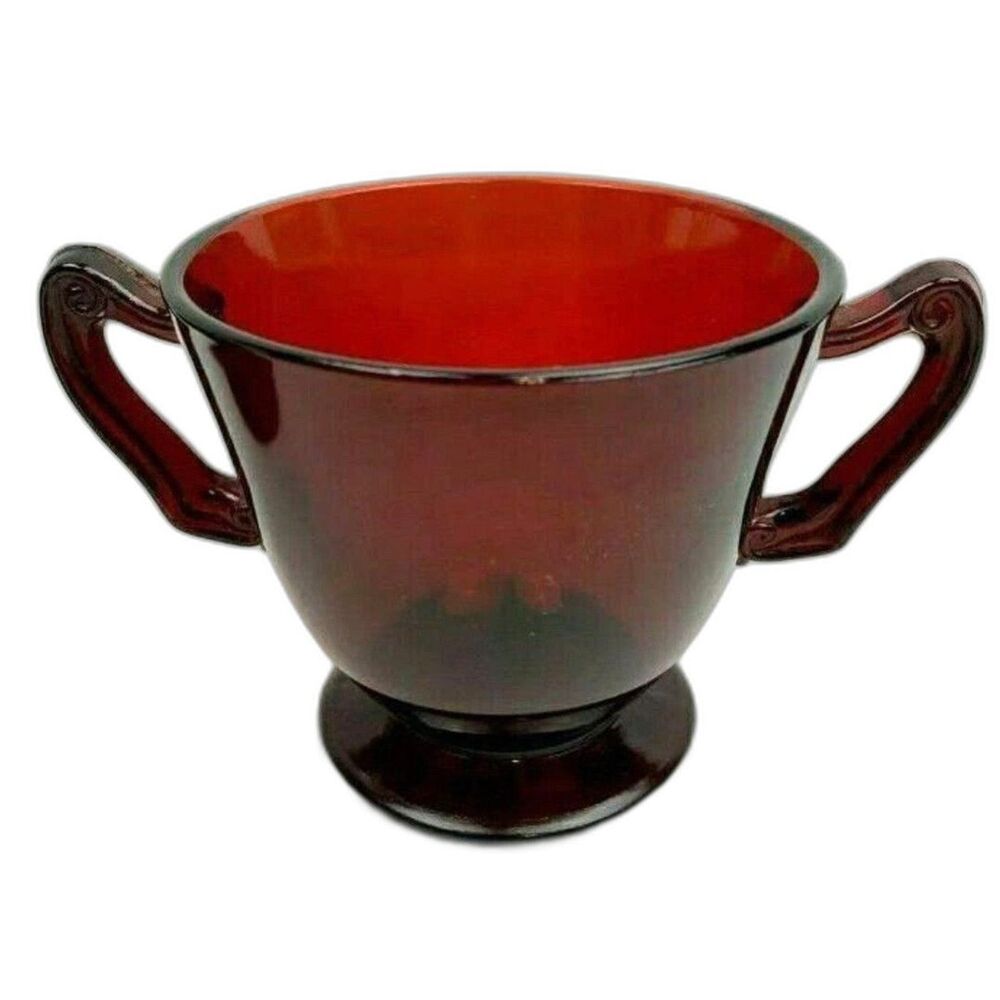 Royal Ruby by Anchor Hocking Footed Open Sugar Royal Ruby Red Depression Glass